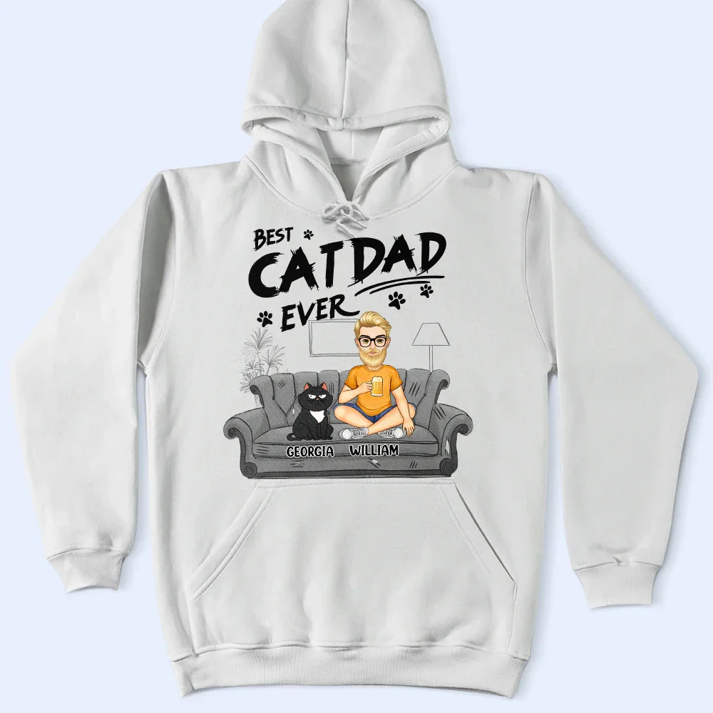 Best Cat Dad Ever - Personalized T Shirt - Image 4