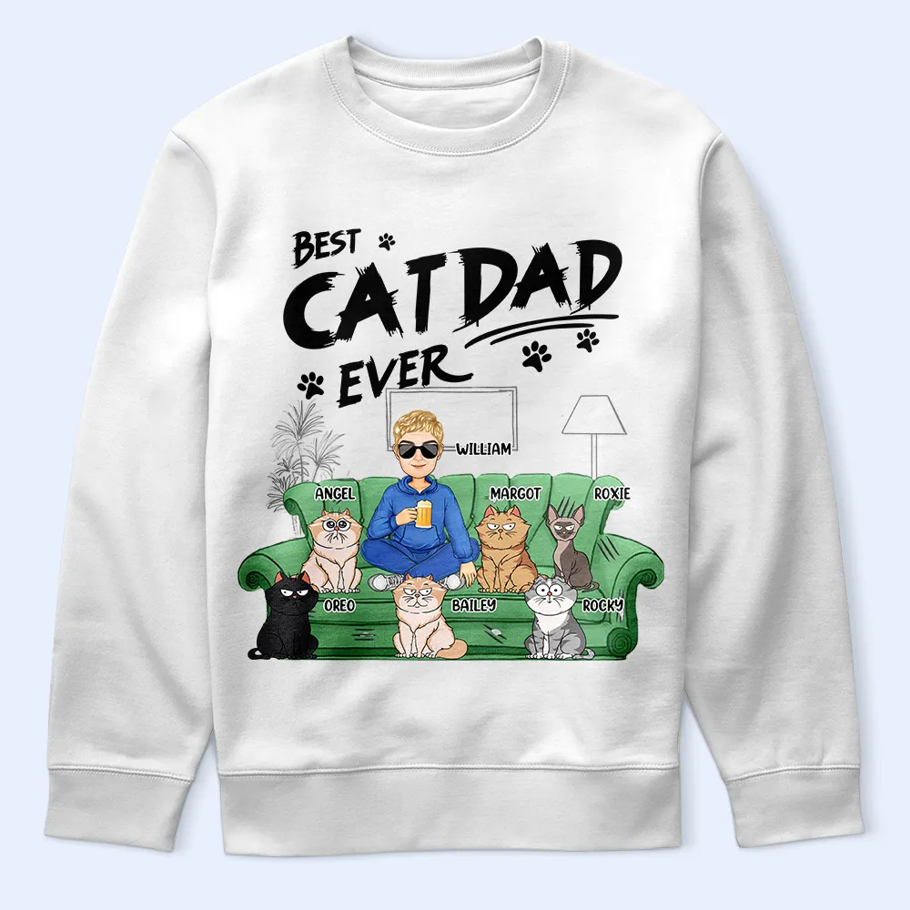 Best Cat Dad Ever - Personalized T Shirt - Image 5