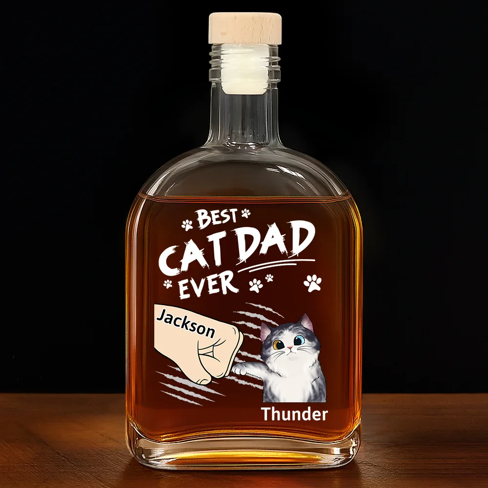 Best Cat Dad Ever - Personalized Whiskey Bottle