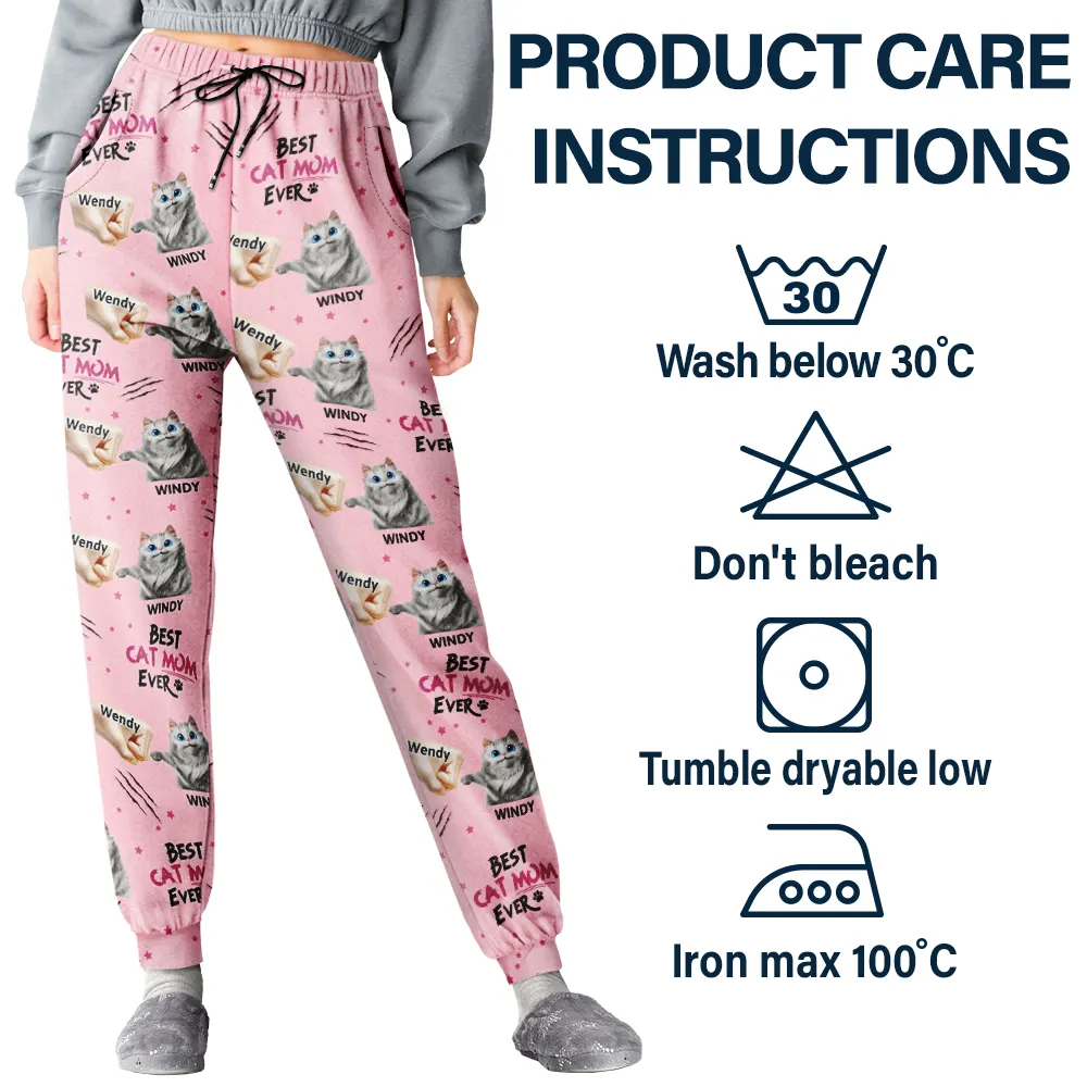 Best Cat Dad Mom Mum Ever - Personalized Pajama Pants - Image 6