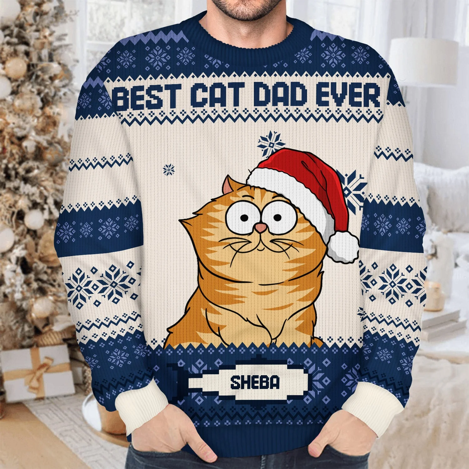 Best Cat Mom Ever - Christmas Gift, Gift For Cat Lovers, Cat Mom, Cat Dad, Pet Lovers - Personalized Unisex Ugly Sweater - Image 4