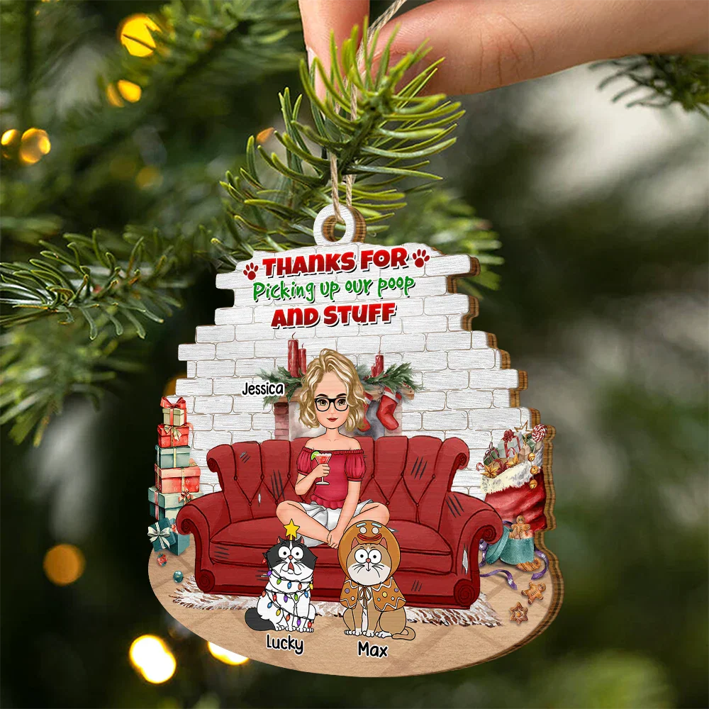 Best Cat Mom Ever Christmas - Personalized Custom Shaped Wooden Ornament - Image 2