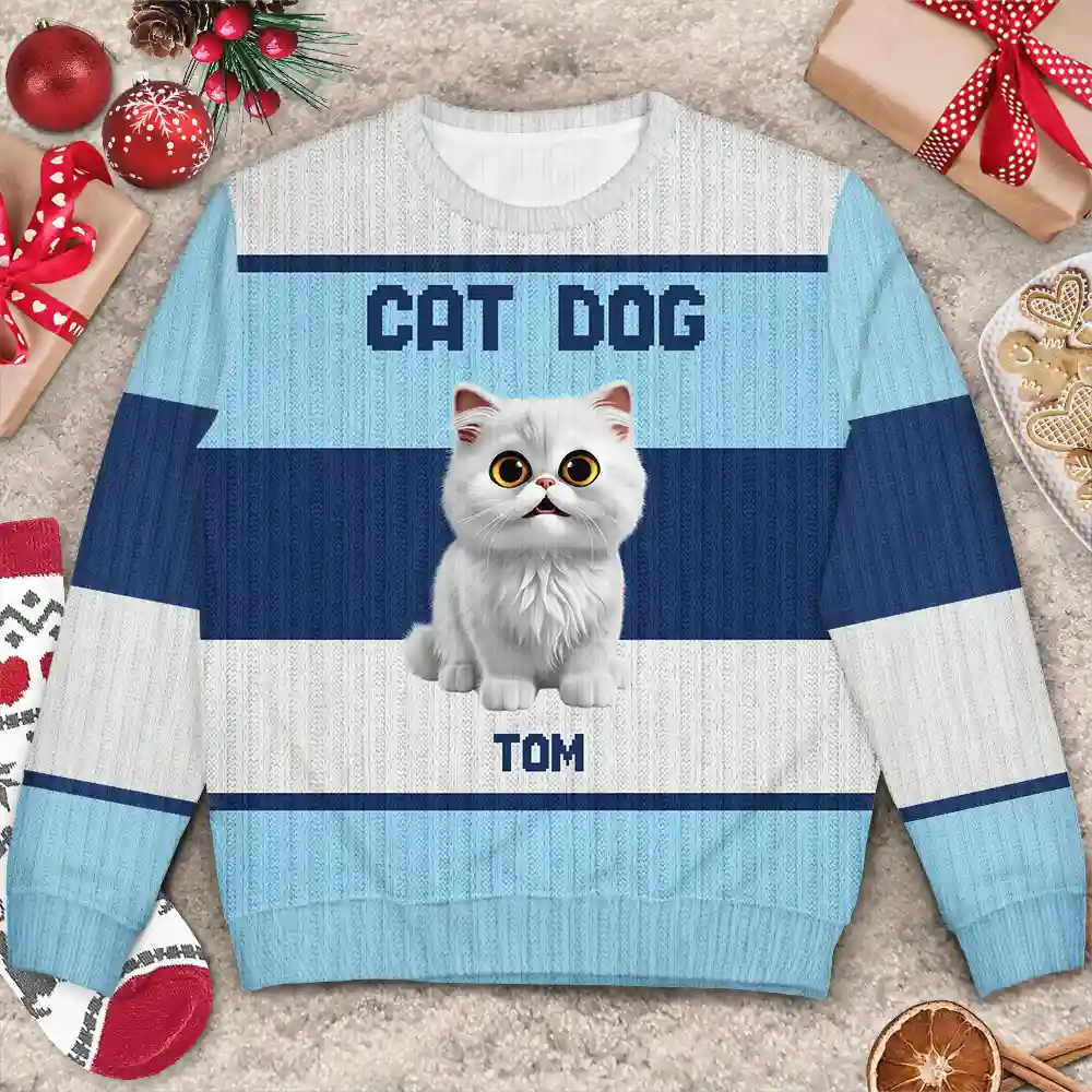 Best Cat Mom Ever Funny 3D Cute Cats - Personalized Unisex Ugly Sweater - Image 3