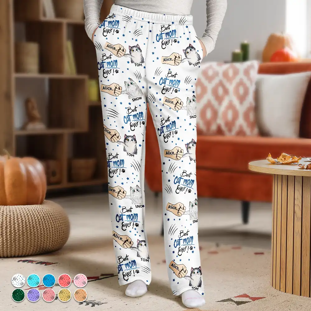 Best Cat Mom Mum Ever - Personalized Pajama Pants