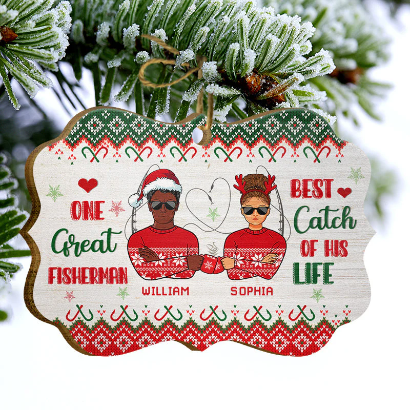 Best Catch - Fishing Couple Gift - Personalized Custom Wooden Ornament - Image 3