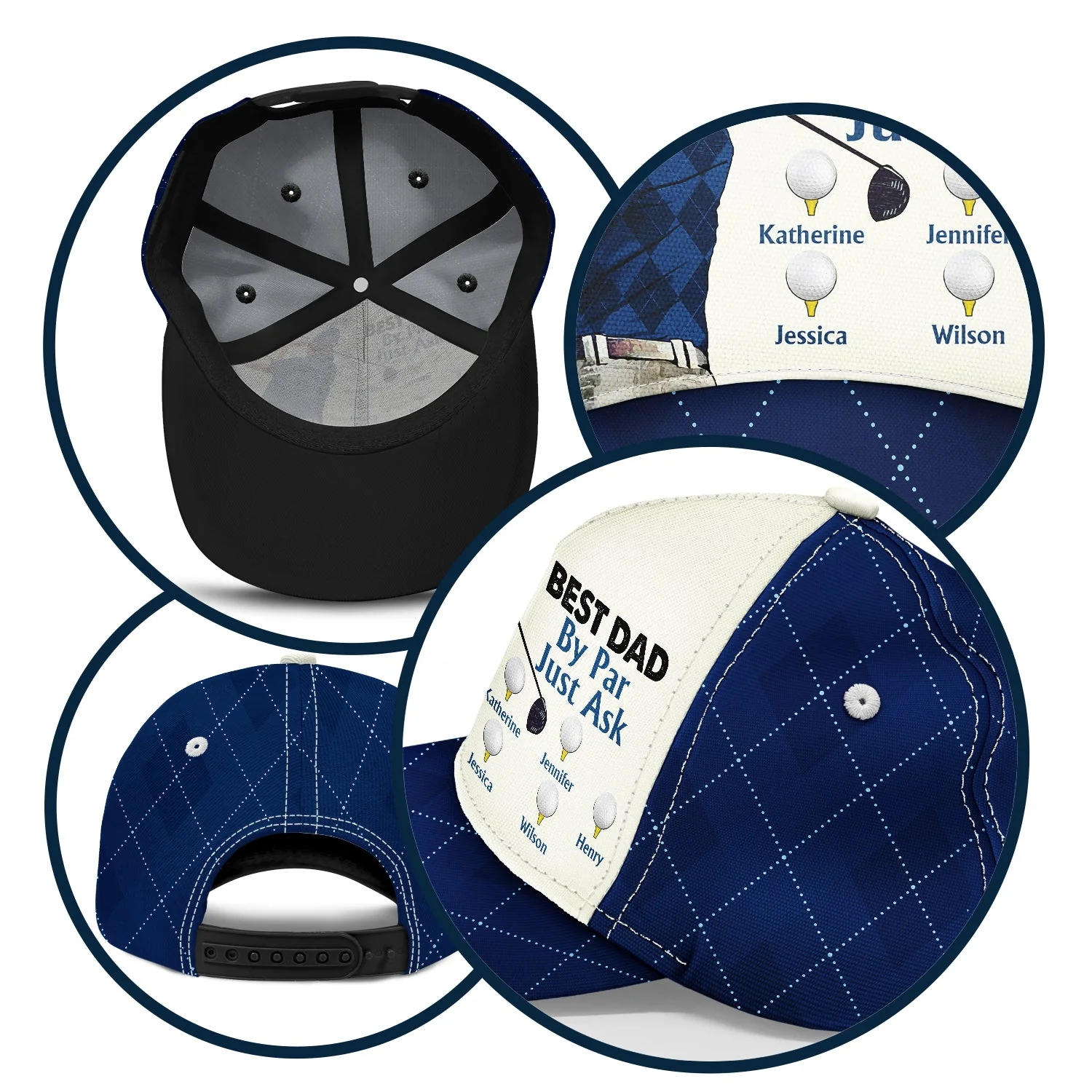 Best Dad By Par - Gift For Father, Golfer - Personalized Classic Cap - Image 5