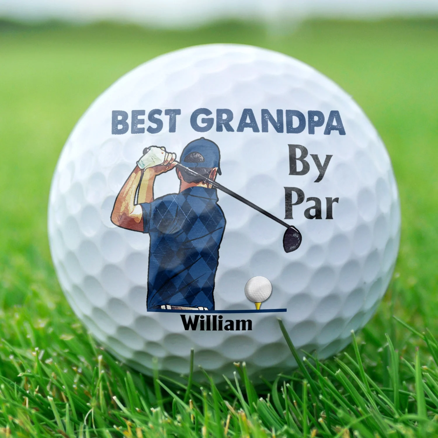 Best Dad By Par - Gift For Father, Golfer - Personalized Golf Ball - Image 2