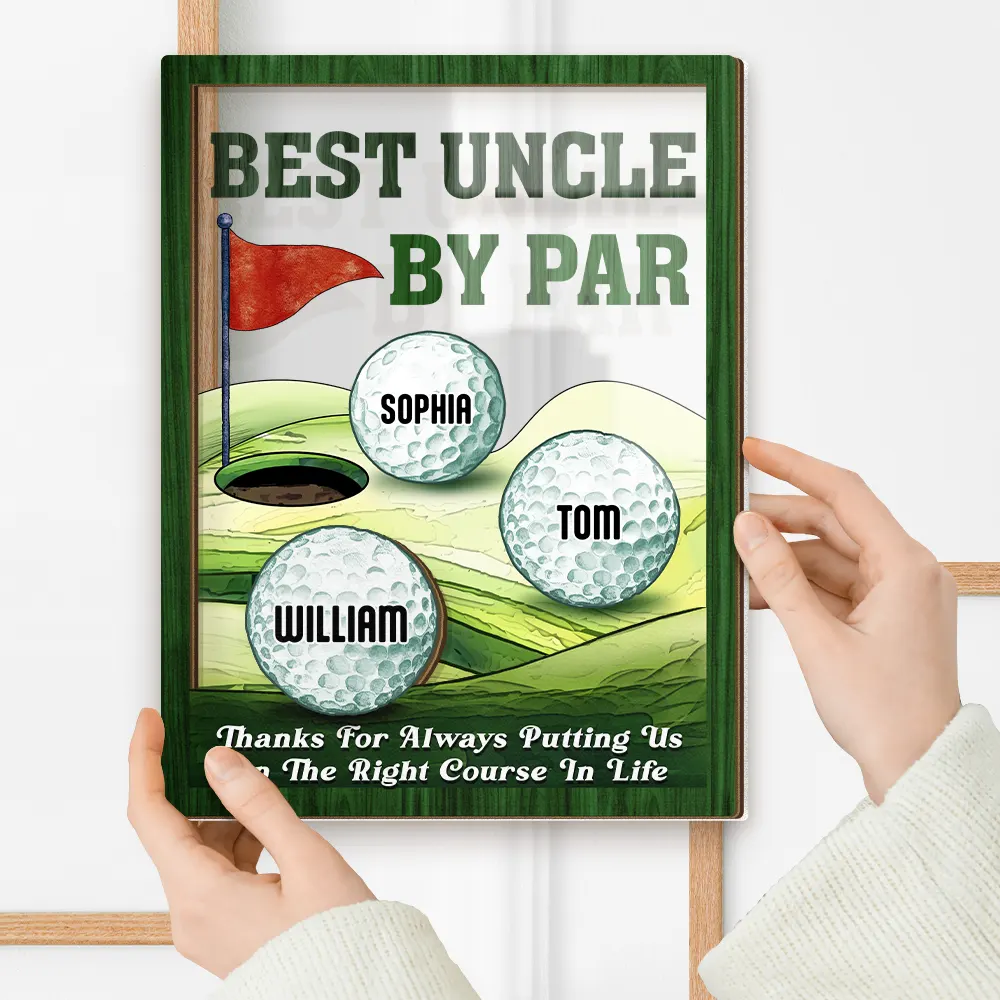 Best Dad By Par Golfing Father - Personalized 2-Layer Wood Acrylic Plaque - Image 5