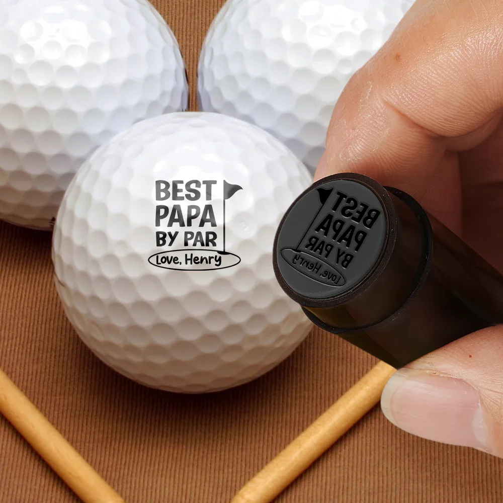 Best Dad By Par - Personalized Golf Ball Stamp With Metal Storage Box - Image 2
