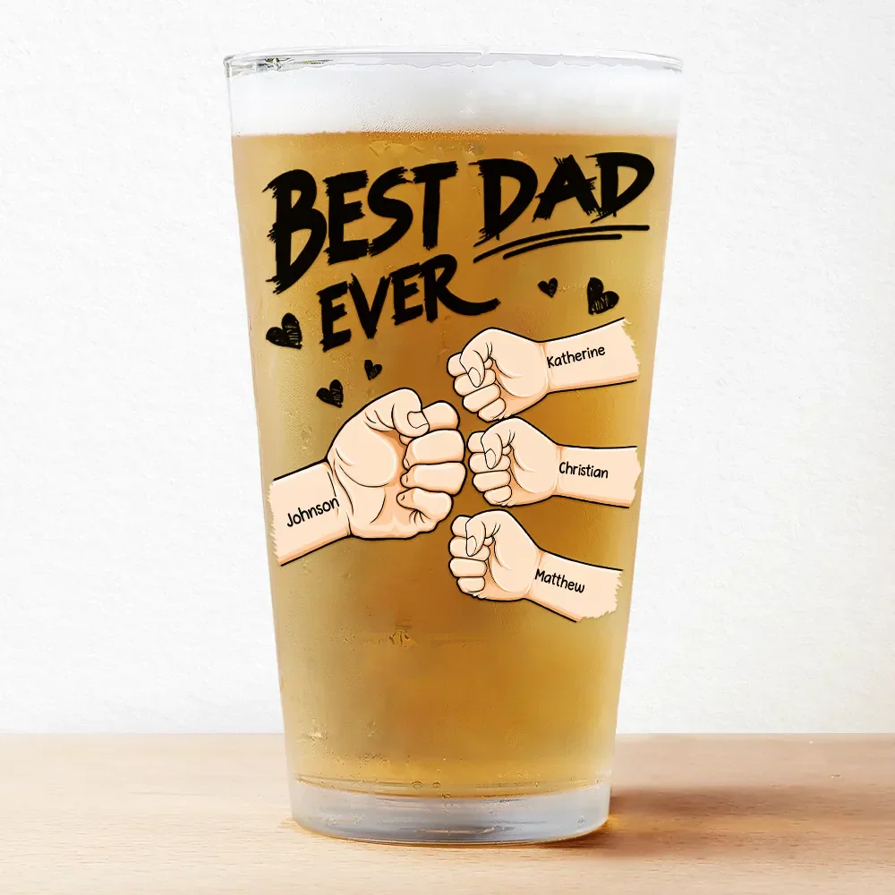 Best Dad Ever Fist Bump - Personalized Beer Glass