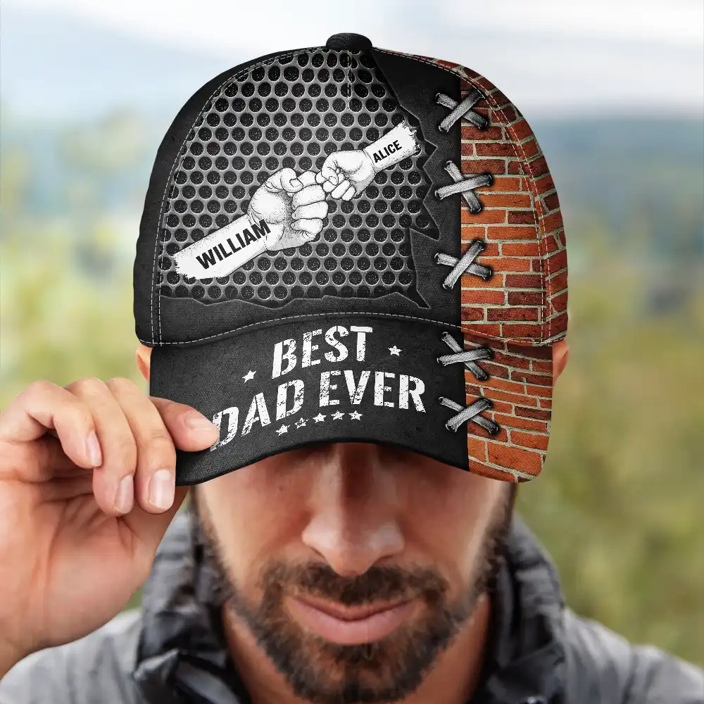 Best Dad Ever Fist Bump Silver - Personalized Classic Cap - Image 4