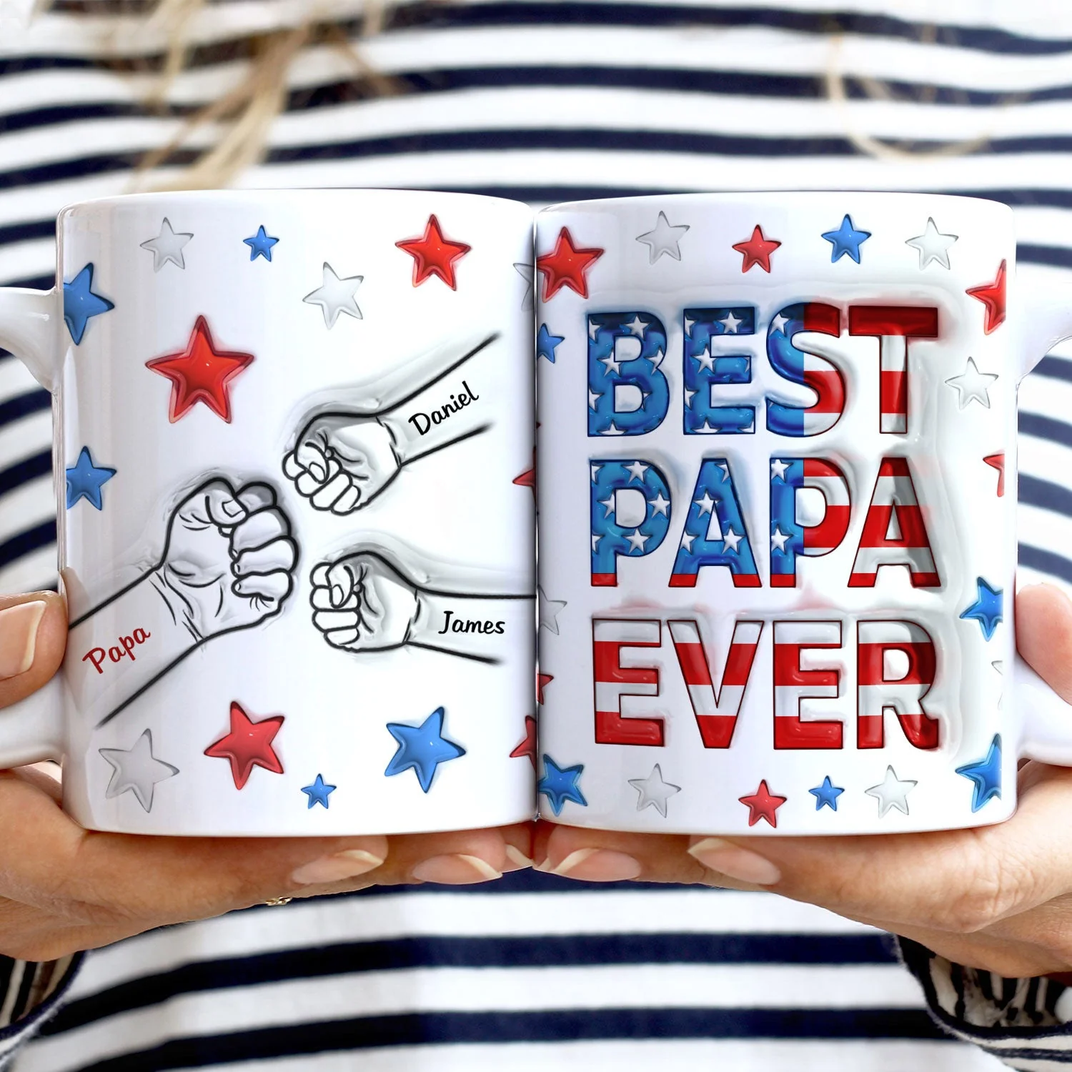 Best Dad Ever - Gift For Father, Grandpa - 3D Inflated Effect Printed Mug, Personalized White Edge-to-Edge Mug - Image 2