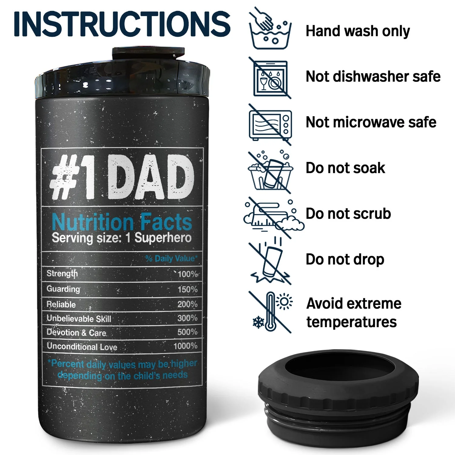 Best Dad Ever Hand Pump - Gift For Dad, Grandpa - Personalized Custom 4 In 1 Can Cooler Tumbler - Image 5