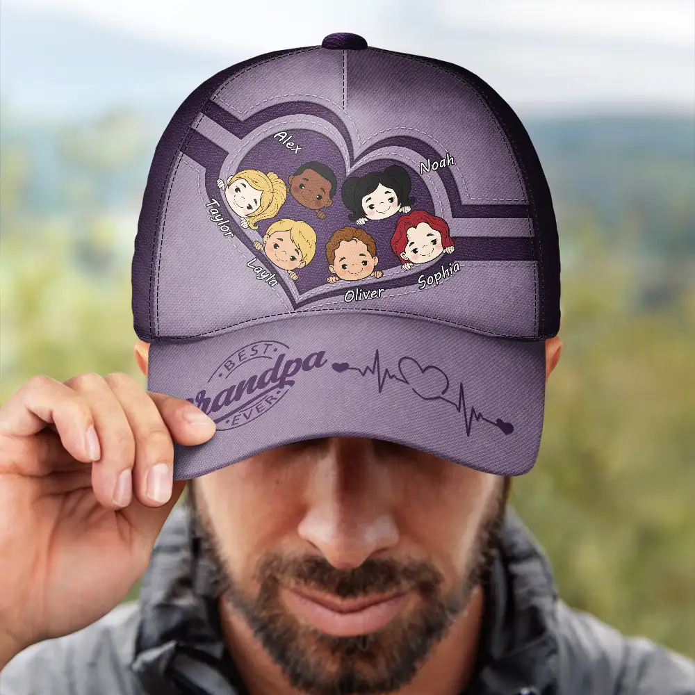 Best Dad Ever Heart - Personalized Classic Cap - Image 4