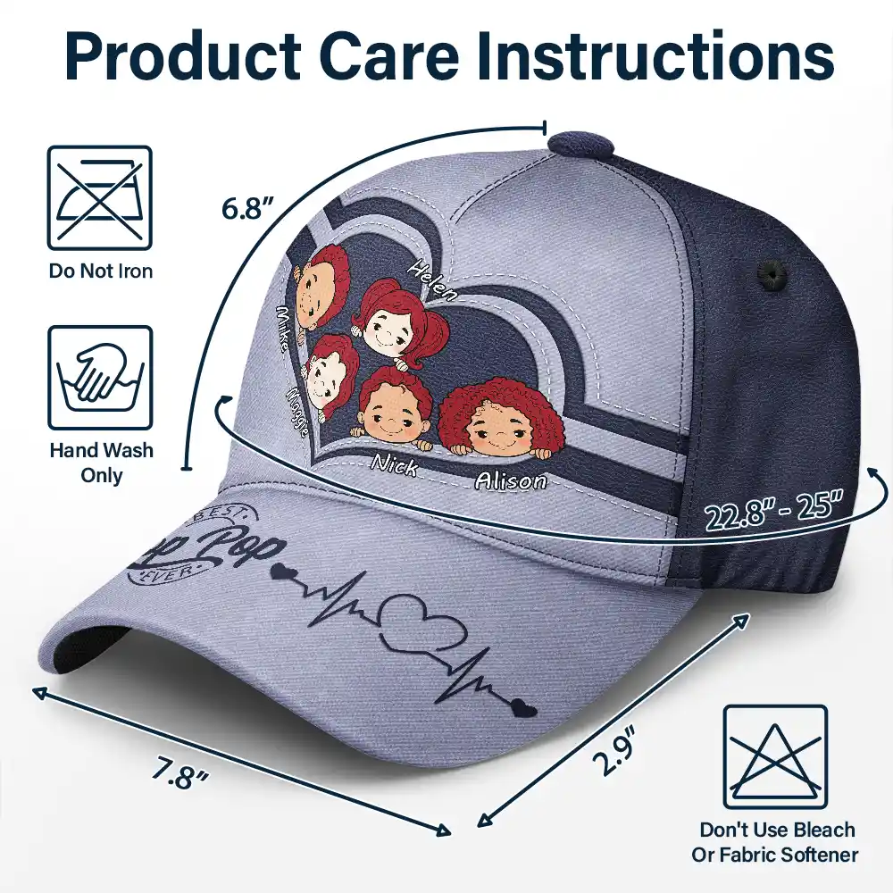 Best Dad Ever Heart - Personalized Classic Cap - Image 6