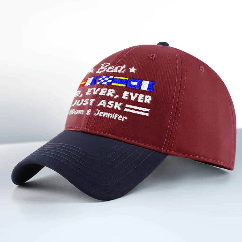 Best Dad Ever Nautical Flags Marine Code - Personalized Embroidered Two Tone Cap - Image 2