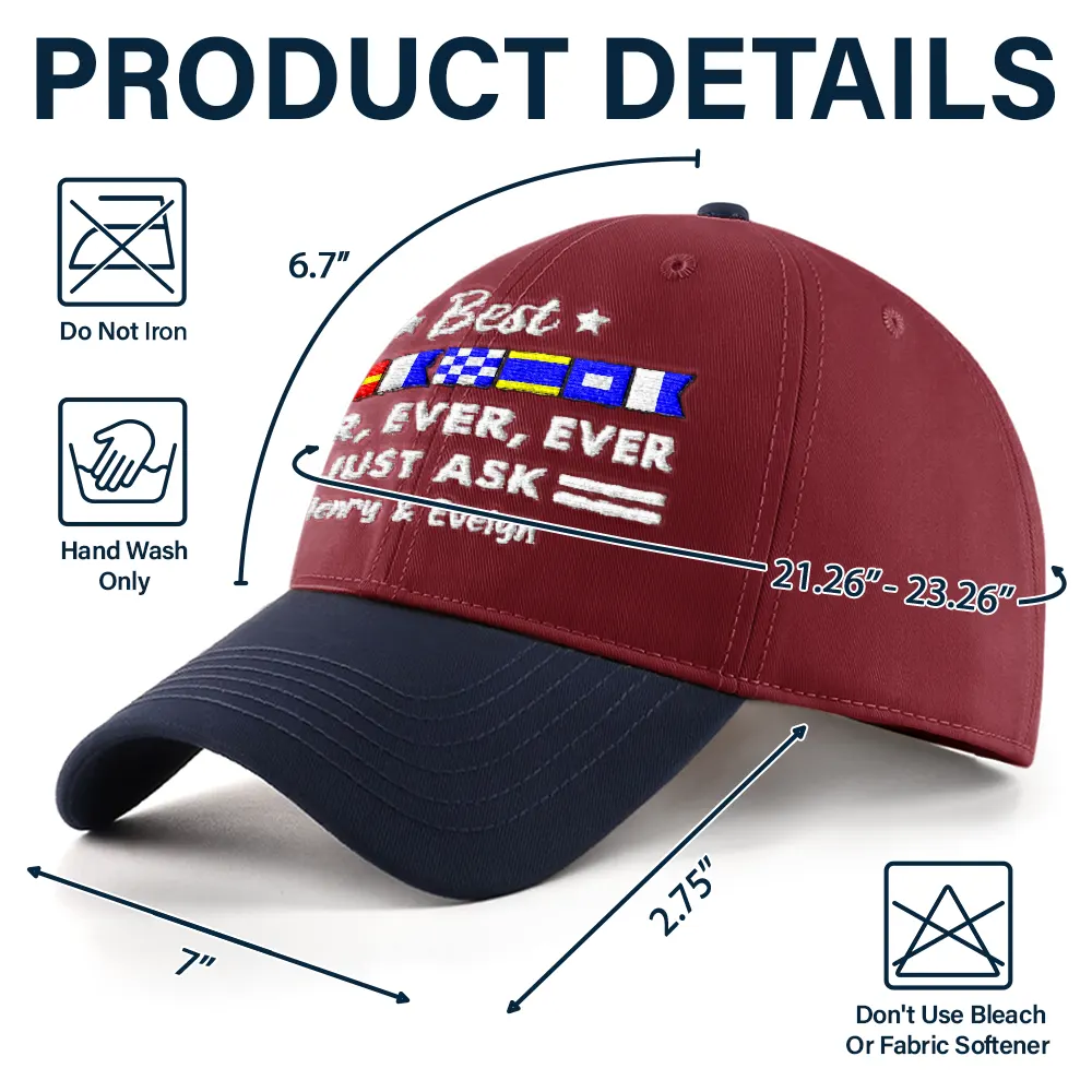 Best Dad Ever Nautical Flags Marine Code - Personalized Embroidered Two Tone Cap - Image 6