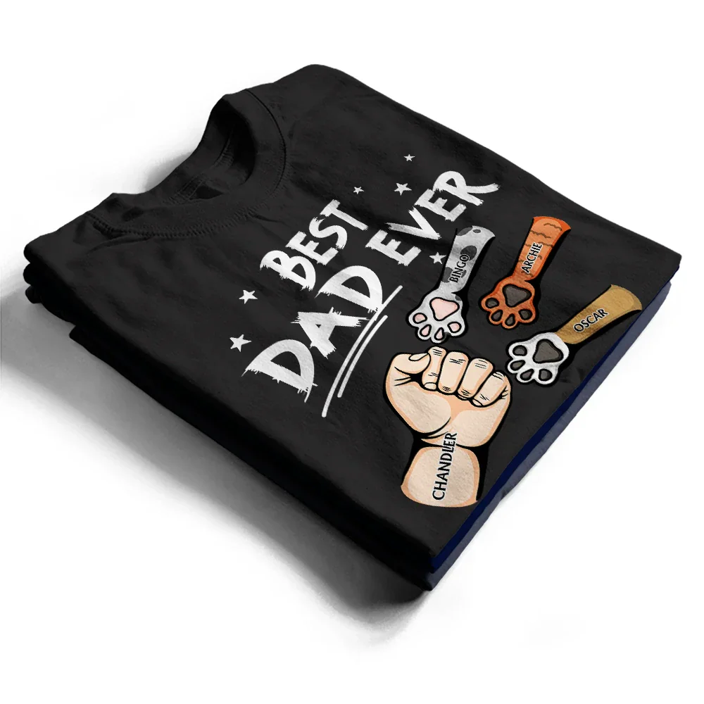 Best Dad Ever Pet And Kid Hand Punch Colorful - Personalized T Shirt - Image 2