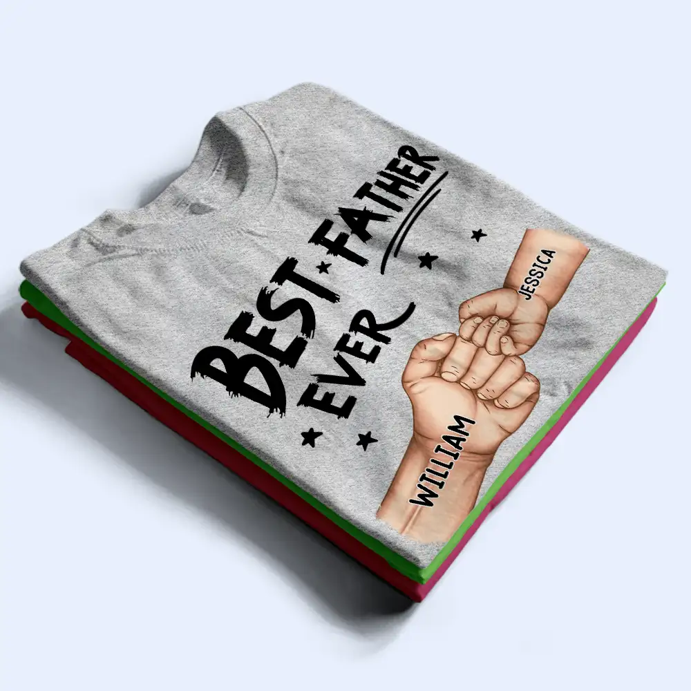 Best Dad Grandpa Ever Fist Bump - Personalized T Shirt - Image 3