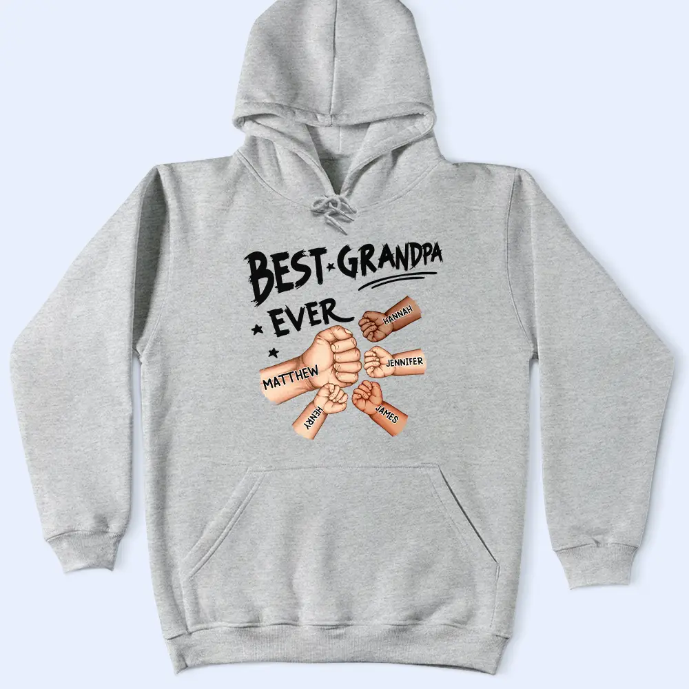 Best Dad Grandpa Ever Fist Bump - Personalized T Shirt - Image 5