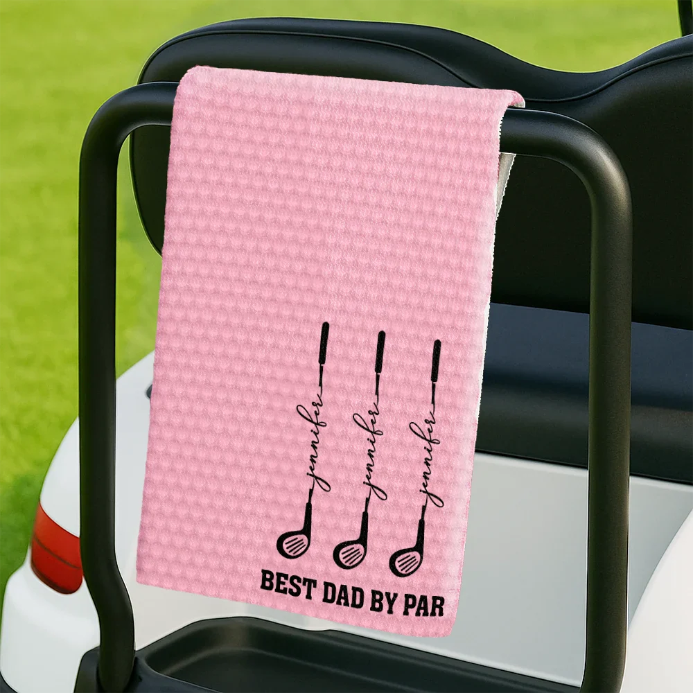 Best Dad Grandpa By Par Golf Clubs - Personalized Golf Towel - Image 2