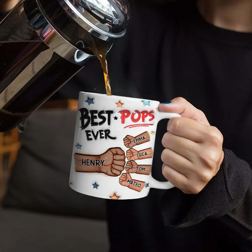 Best Dad Grandpa Ever Fist Bump - 3D Inflated Effect Printed Mug, Personalized White Edge-to-Edge Mug - Image 4