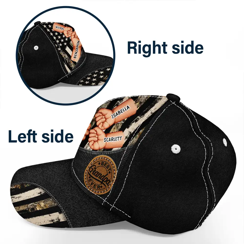 Best Dad Grandpa Ever Fist Bump - Personalized Classic Cap - Image 3
