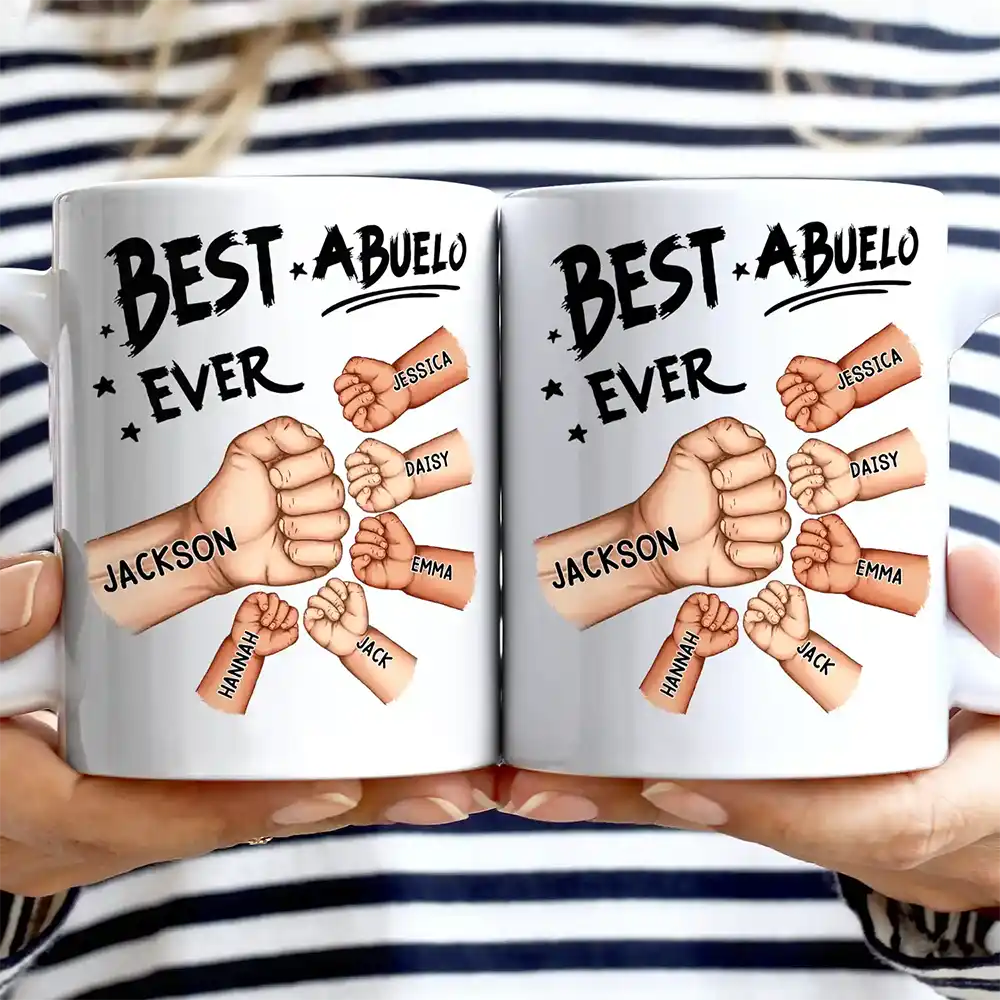Best Dad Grandpa Ever Fist Bump - Personalized Mug - Image 3