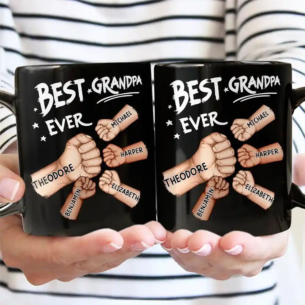 Best Dad Grandpa Ever Fist Bump - Personalized Mug - Image 4