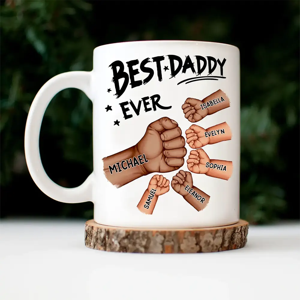 Best Dad Grandpa Ever Fist Bump - Personalized Mug - Image 5
