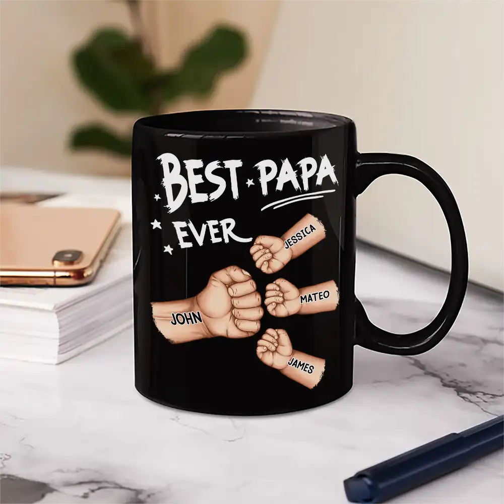 Best Dad Grandpa Ever Fist Bump - Personalized Mug - Image 6