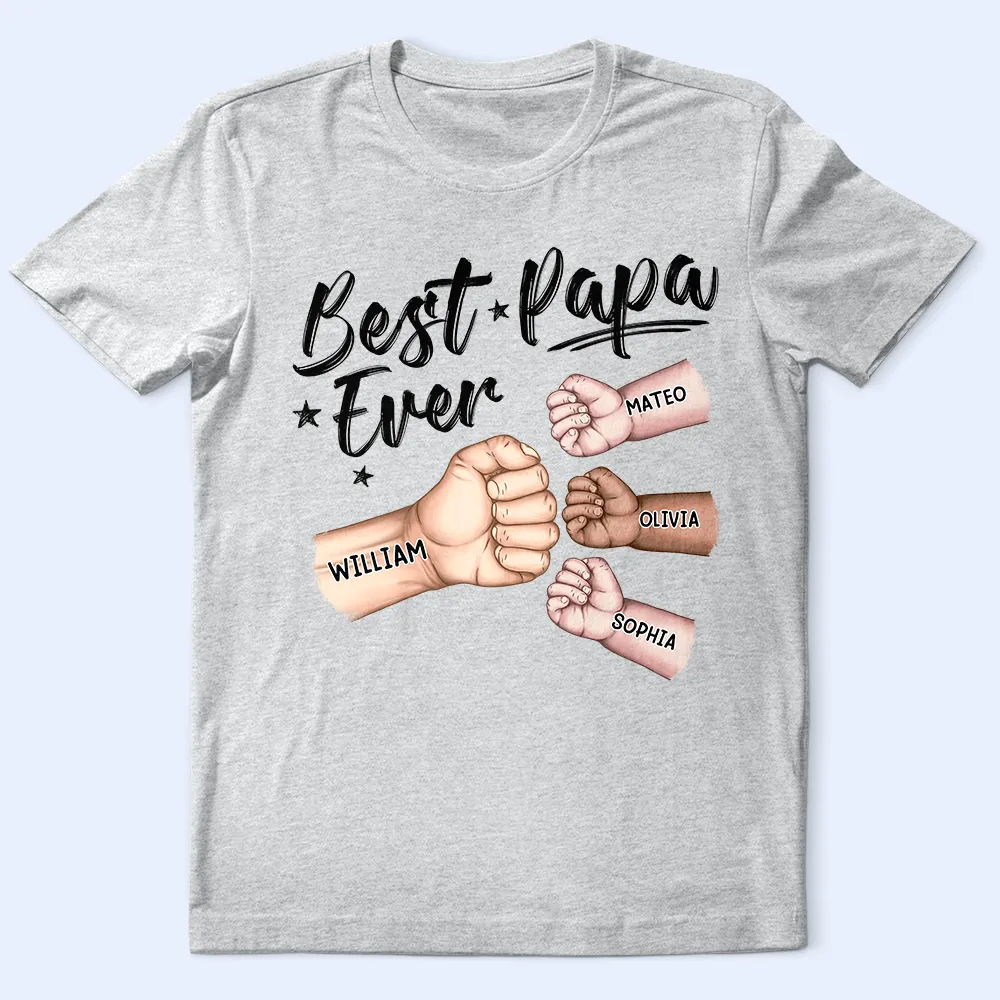 Best Dad Grandpa Ever Fist Bump - Personalized T Shirt - Image 2