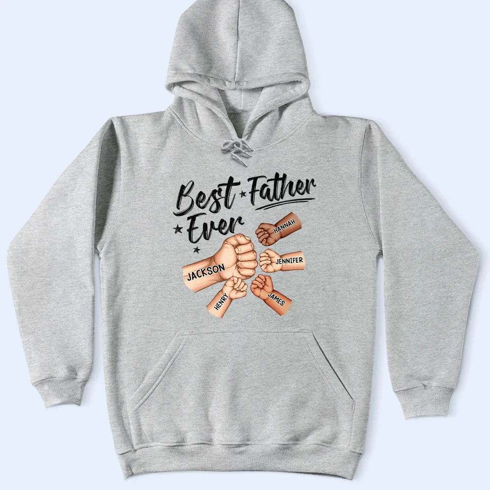 Best Dad Grandpa Ever Fist Bump - Personalized T Shirt - Image 5