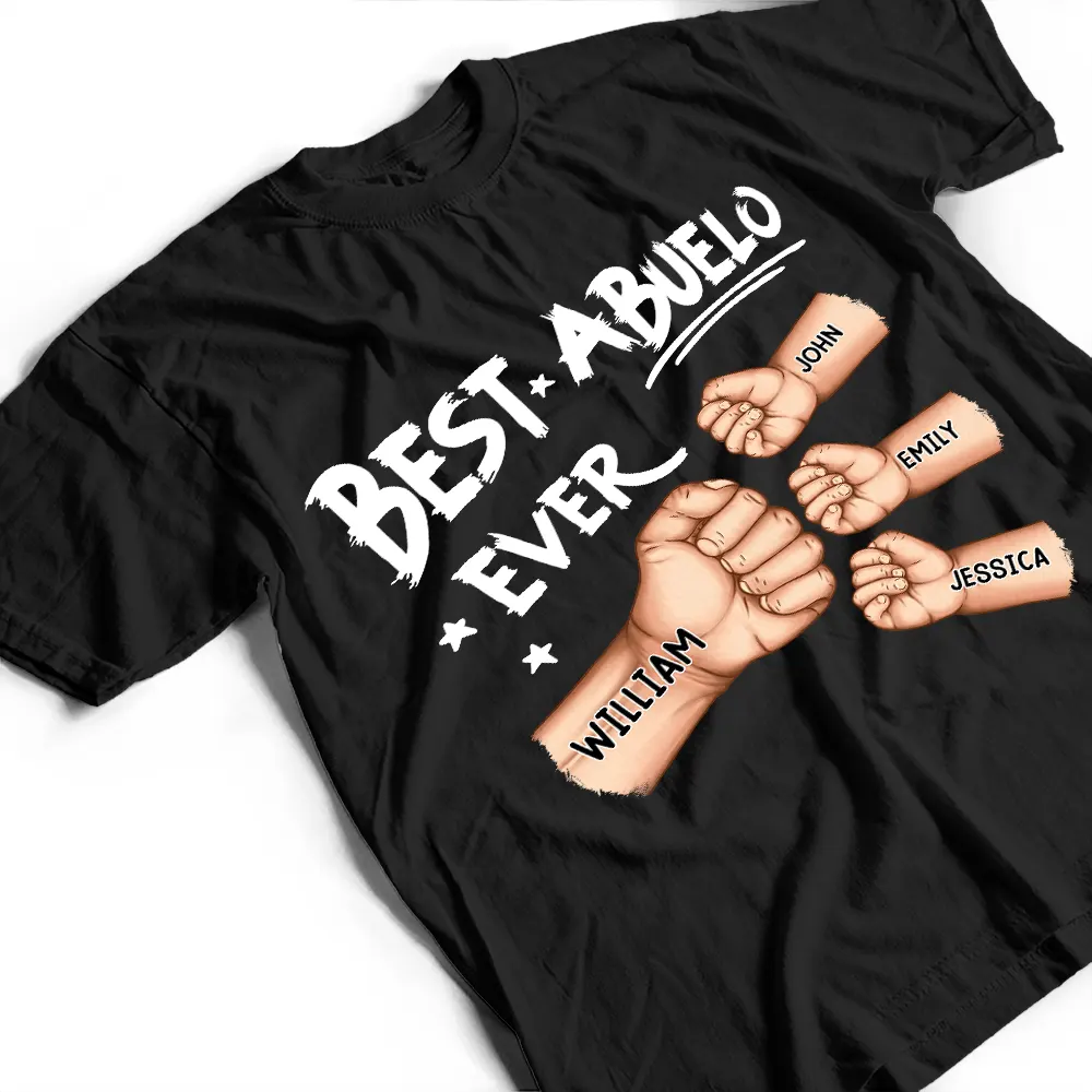 Best Dad Grandpa Ever Fist Bump - Personalized T Shirt - Image 4