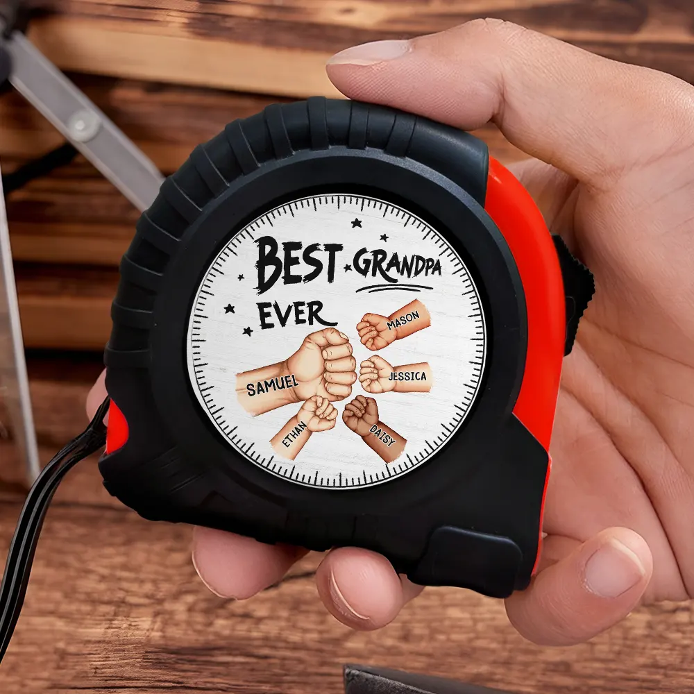 Best Dad Grandpa Ever Fist Bump - Personalized Tape Measure - Image 3
