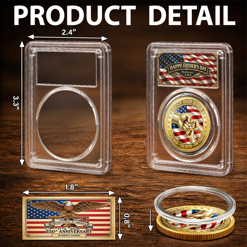 Best Dad Grandpa Ever Fist Bump With Kids - Personalized Coin - Image 7