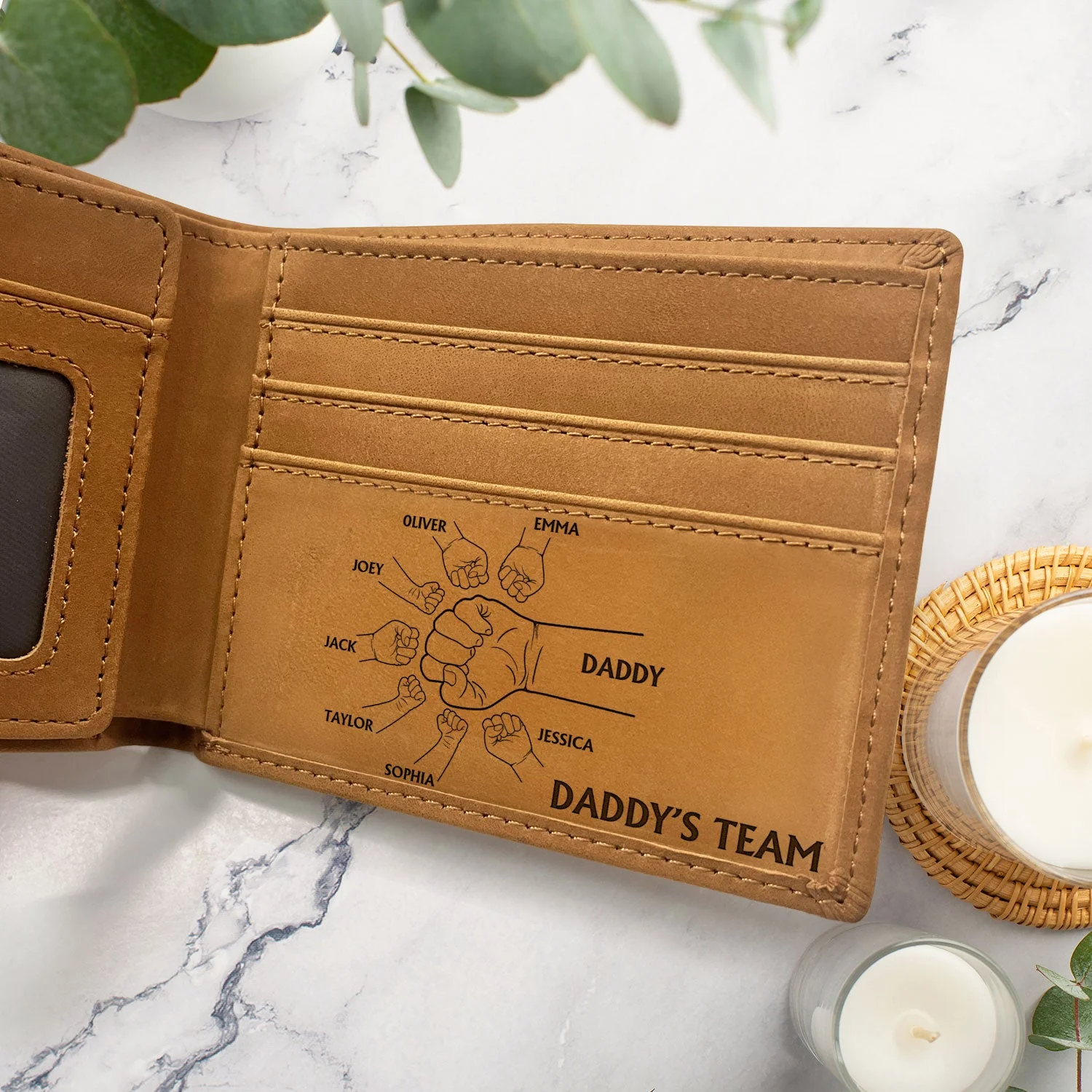 Best Dad Grandpa Ever Hand Punch - Personalized Bifold Wallet - Image 5