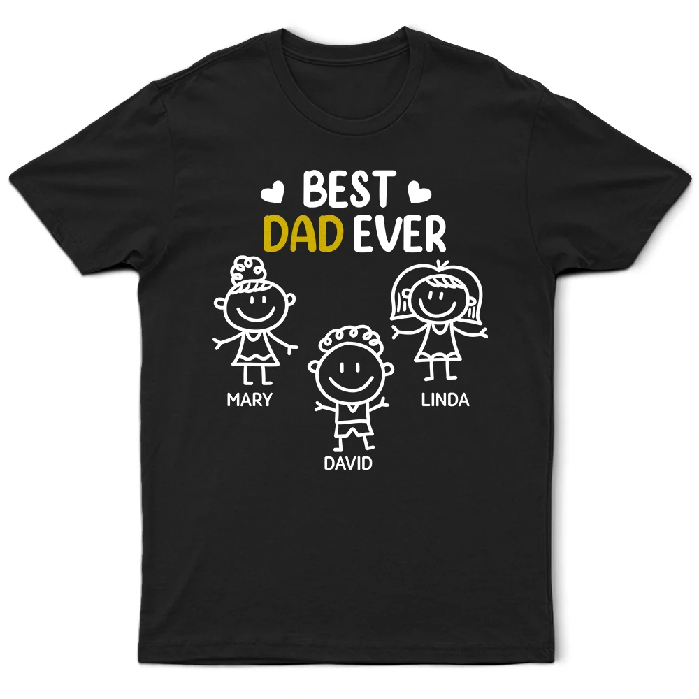 Best Dad Grandpa Ever Kid Stick Figures - Personalized T Shirt - Image 2