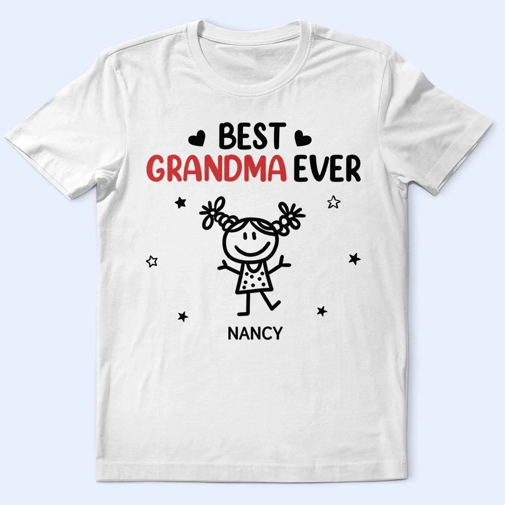 Best Dad Grandpa Ever Kid Stick Figures - Personalized T Shirt - Image 4
