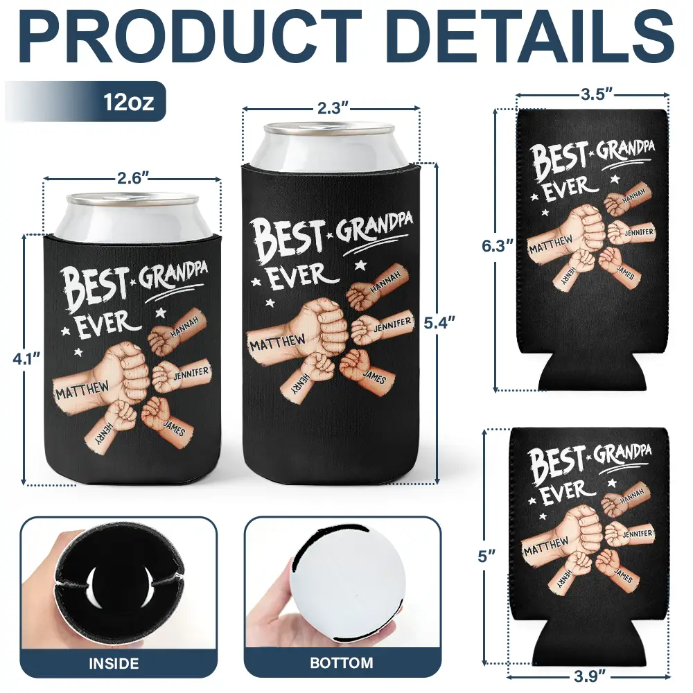 Best Dad Grandpa Ever - Personalized Can Cooler Sleeve - Image 4