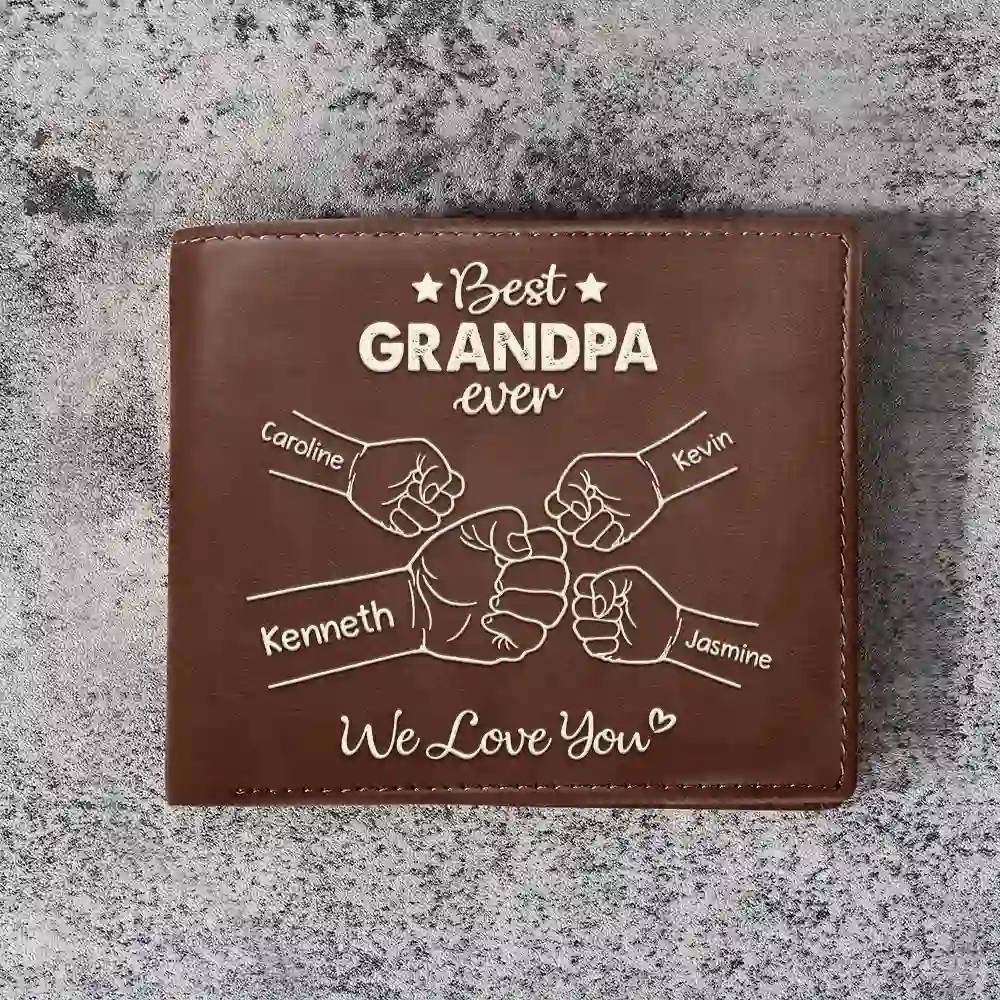 Best Dad Grandpa Ever - Personalized Leather Wallet - Image 3