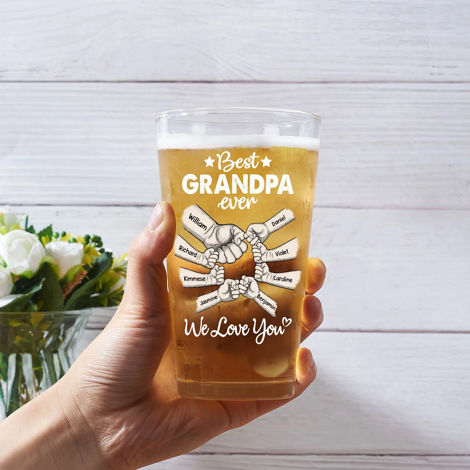 Best Dad Grandpa Ever - Personalized Beer Glass - Image 3