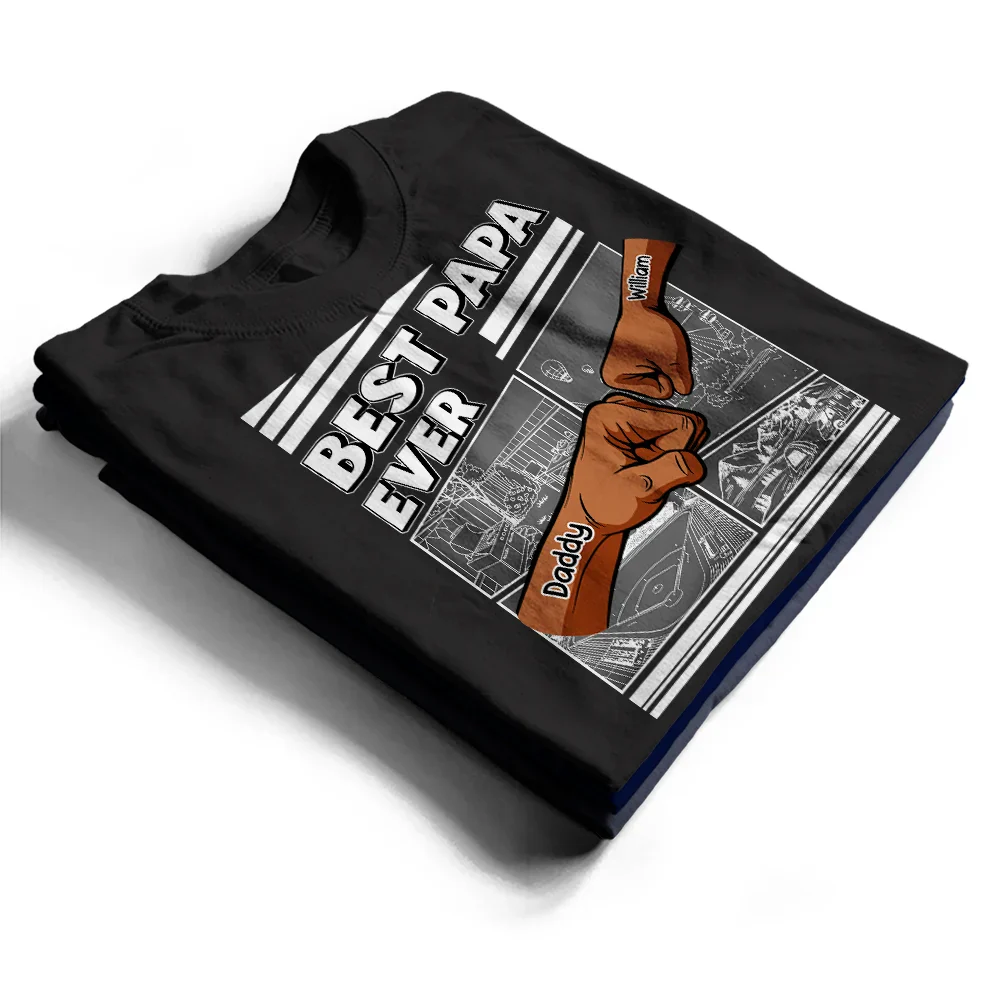 Best Dad Grandpa Hand Punch Side View - Personalized T Shirt - Image 2