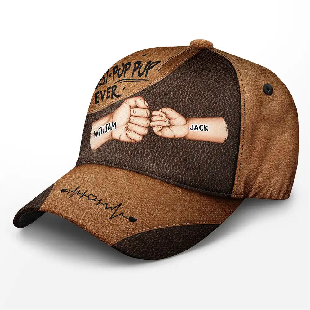 Best Dad Papa Ever Fist Bump - Personalized Classic Cap - Image 2