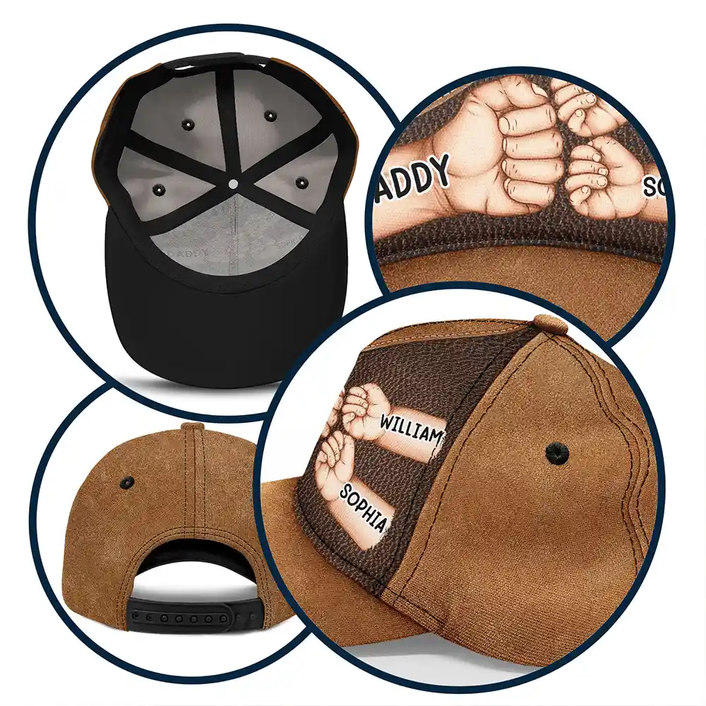 Best Dad Papa Ever Fist Bump - Personalized Classic Cap - Image 5