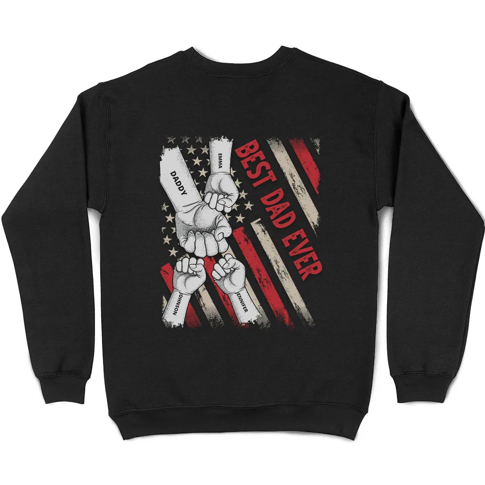 Best Dad, Papa Ever Stars And Stripes - Personalized Back Printed T Shirt - Image 5