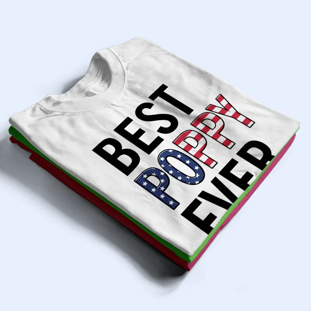Best Dad Papa Ever Stars And Stripes With Names On Sleeves - Personalized T Shirt - Image 6
