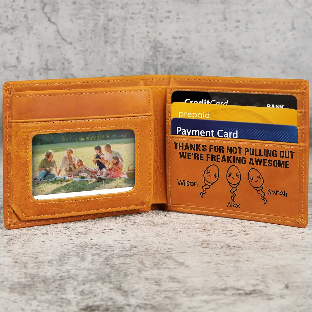 Best Dad The Man Myth Legend We're Freaking Awesome - Personalized Engraved Leather Wallet - Image 2