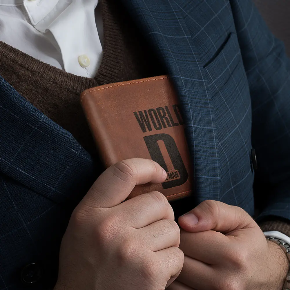 Best Dad The Man Myth Legend We're Freaking Awesome - Personalized Engraved Leather Wallet - Image 4