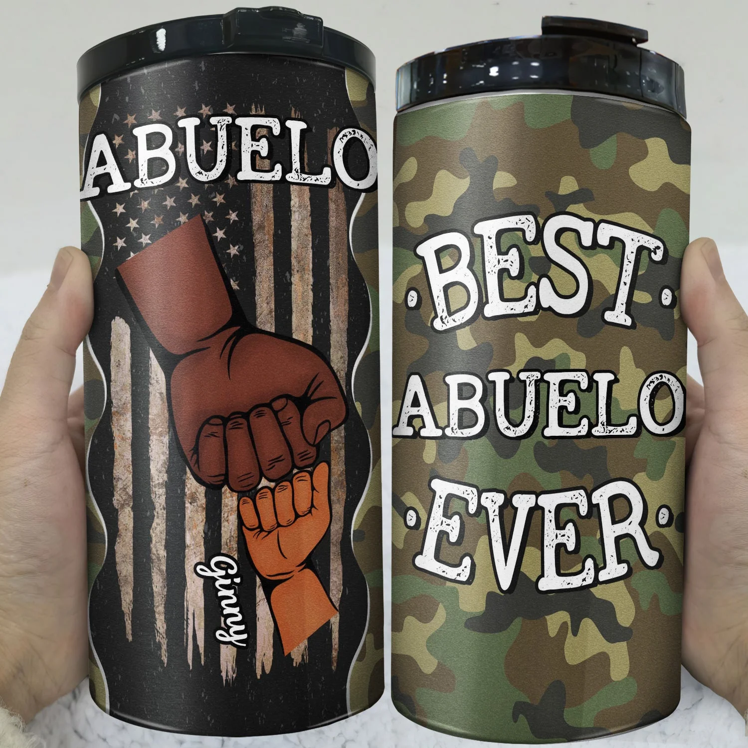 Best Daddy Ever Fist Bump - Birthday, Loving Gift For Dad, Father, Grandfather, Grandpa, Daughters, Sons, Grandkids - Personalized Custom 4 In 1 Can Cooler Tumbler - Image 3